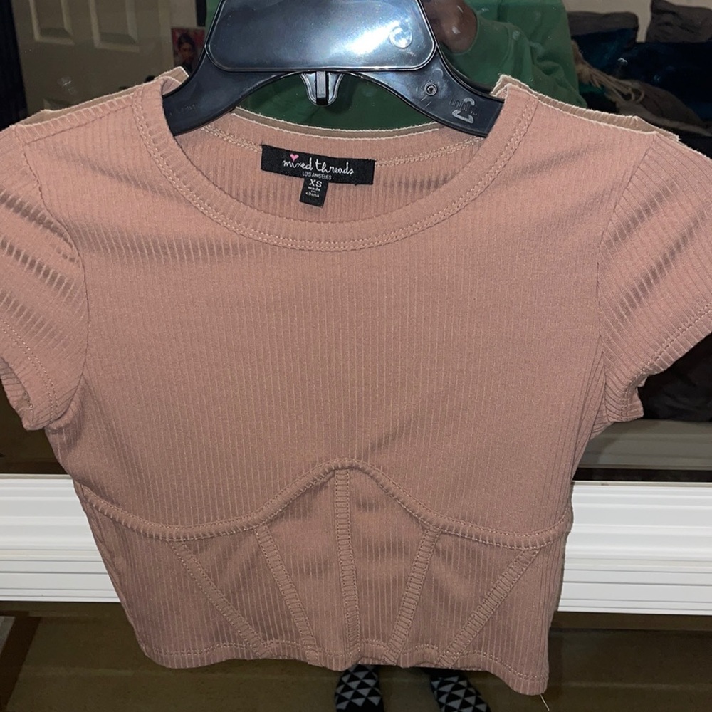 LIGHT BROWN CORSET CROP TOP